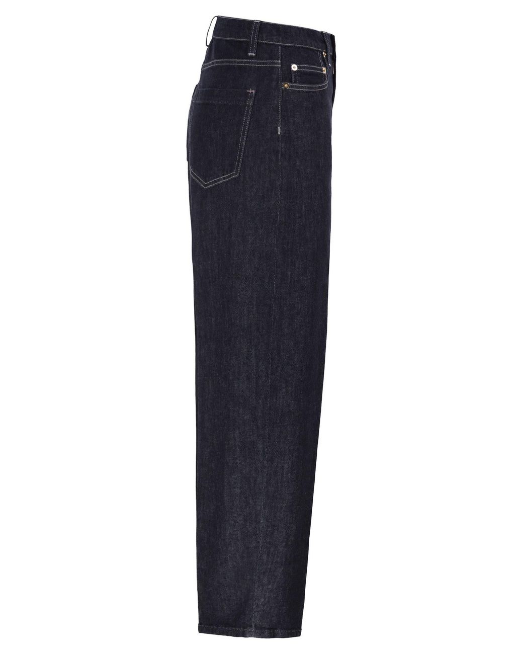 Fabiana Filippi Blue Wide-Leg Stretch Cotton Denim Jeans With Contrast Stitching