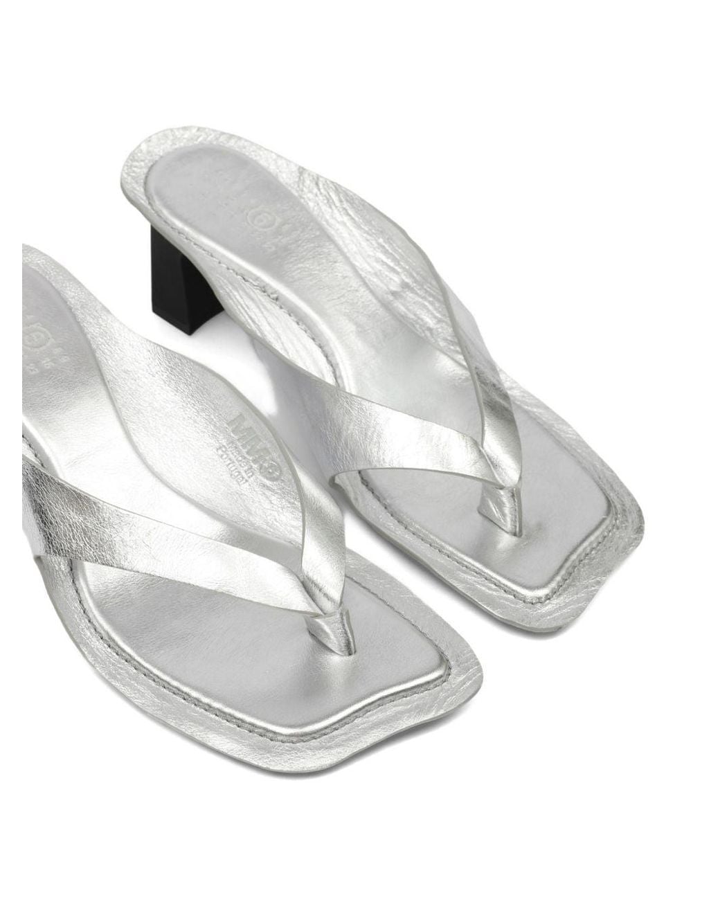 MM6 by Maison Margiela White Thong Heel Sandals
