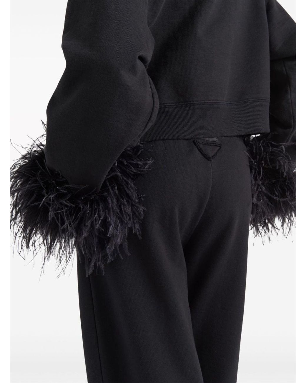 Prada Black Hose Aus Baumwolle Mit Federn