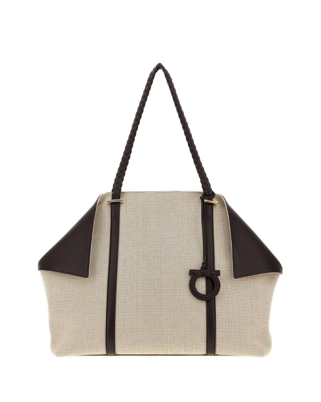 Ferragamo Natural Salvatore Canvas Scarf Shopping Bag