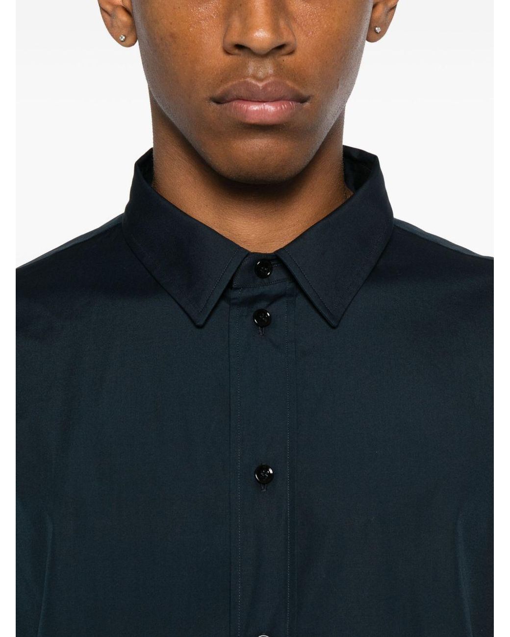 Saint Laurent Dunkelblaues Hemd Mit Kragen in Blue für Herren