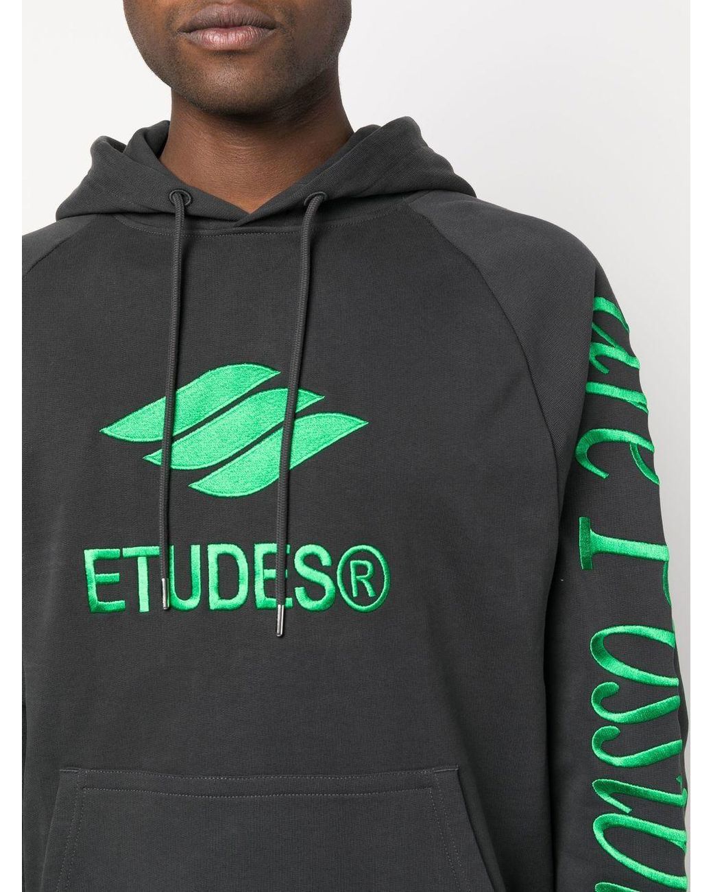 Etudes Studio Gray Racing Eco Logo-Embroidered Hoodie for men