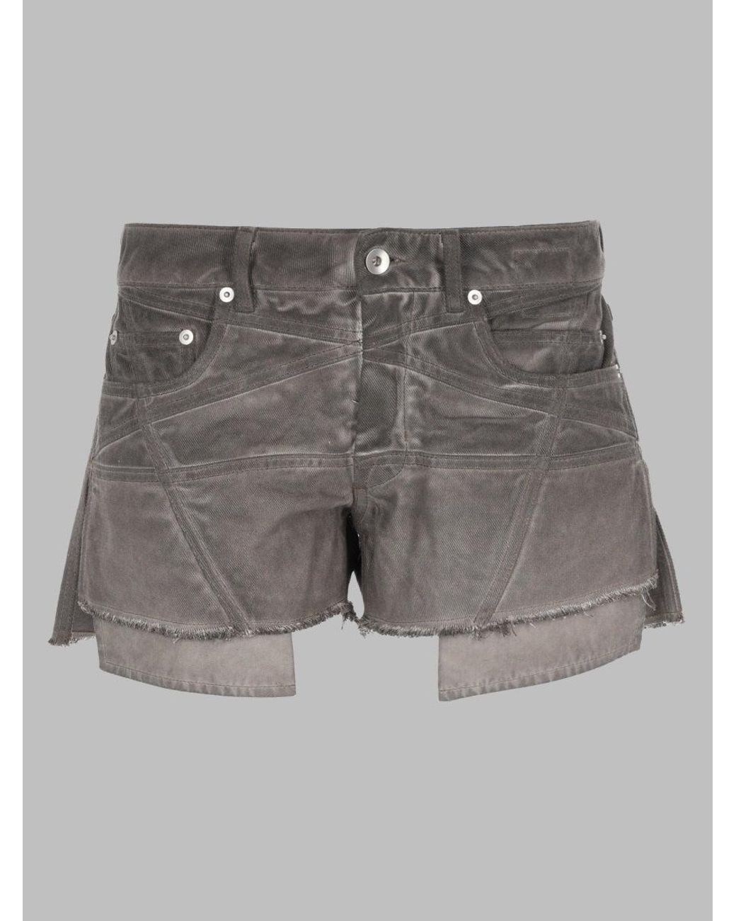 Rick Owens Gray Denim Shorts Lana Cut Offs Cotton