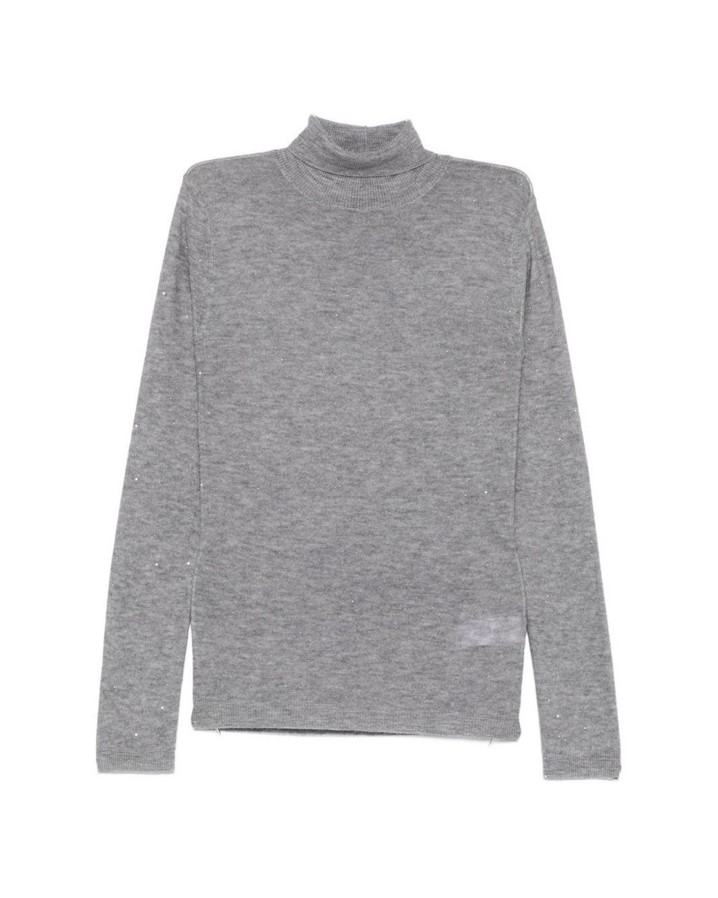 Fabiana Filippi Gray Virgin Wool Turtleneck Jumper With Micro Sequins