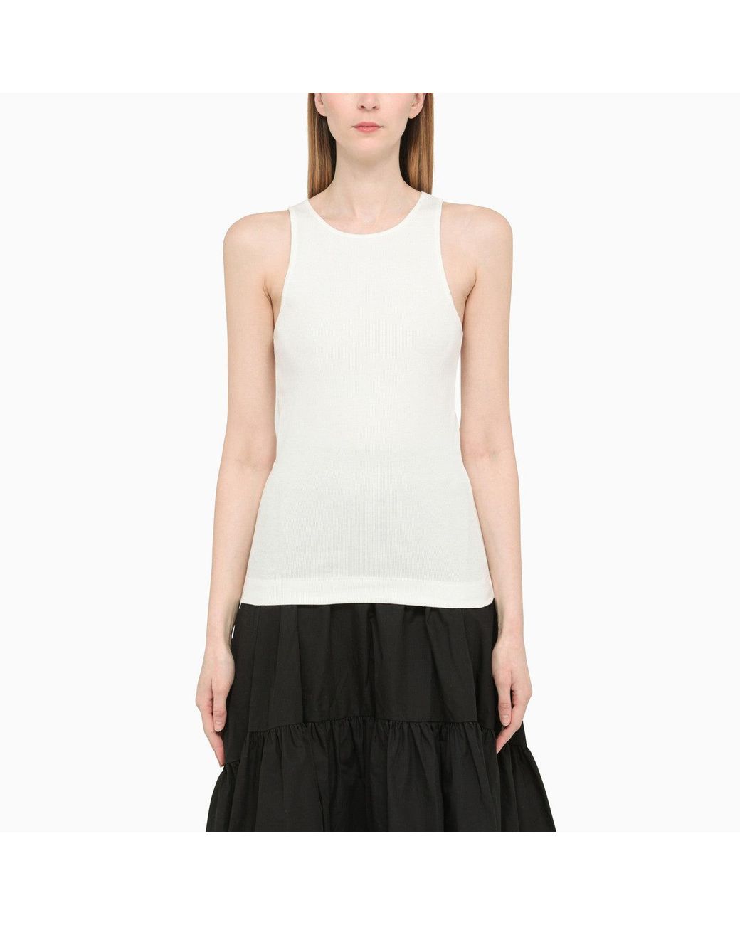 By Malene Birger Ribbed White Tank Top | Lyst