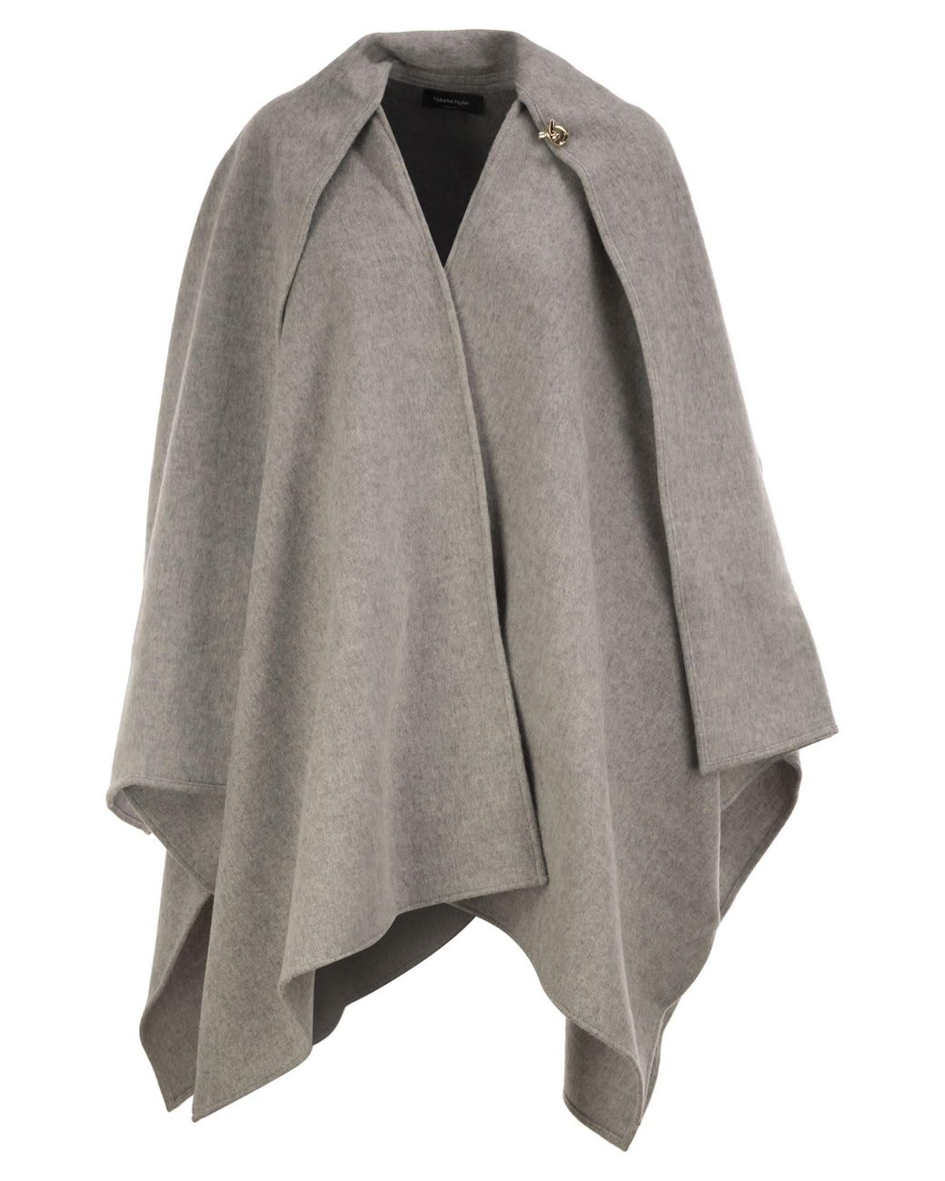 Fabiana Filippi Gray Wool Cape With Jewellery Detail