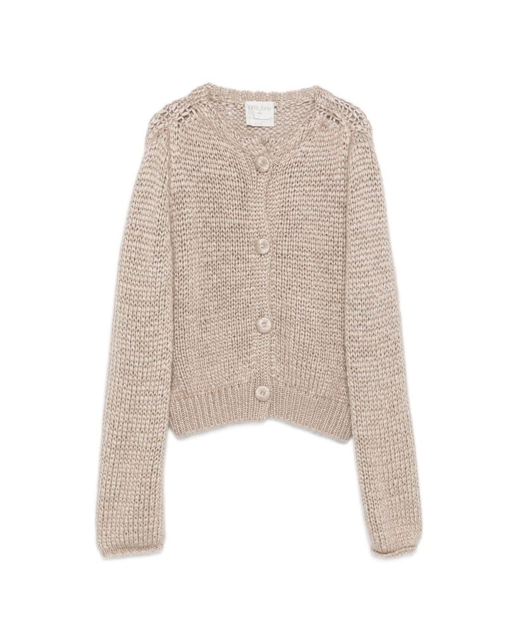Forte_forte Natural Cashmere Blend Kitted Cardigan