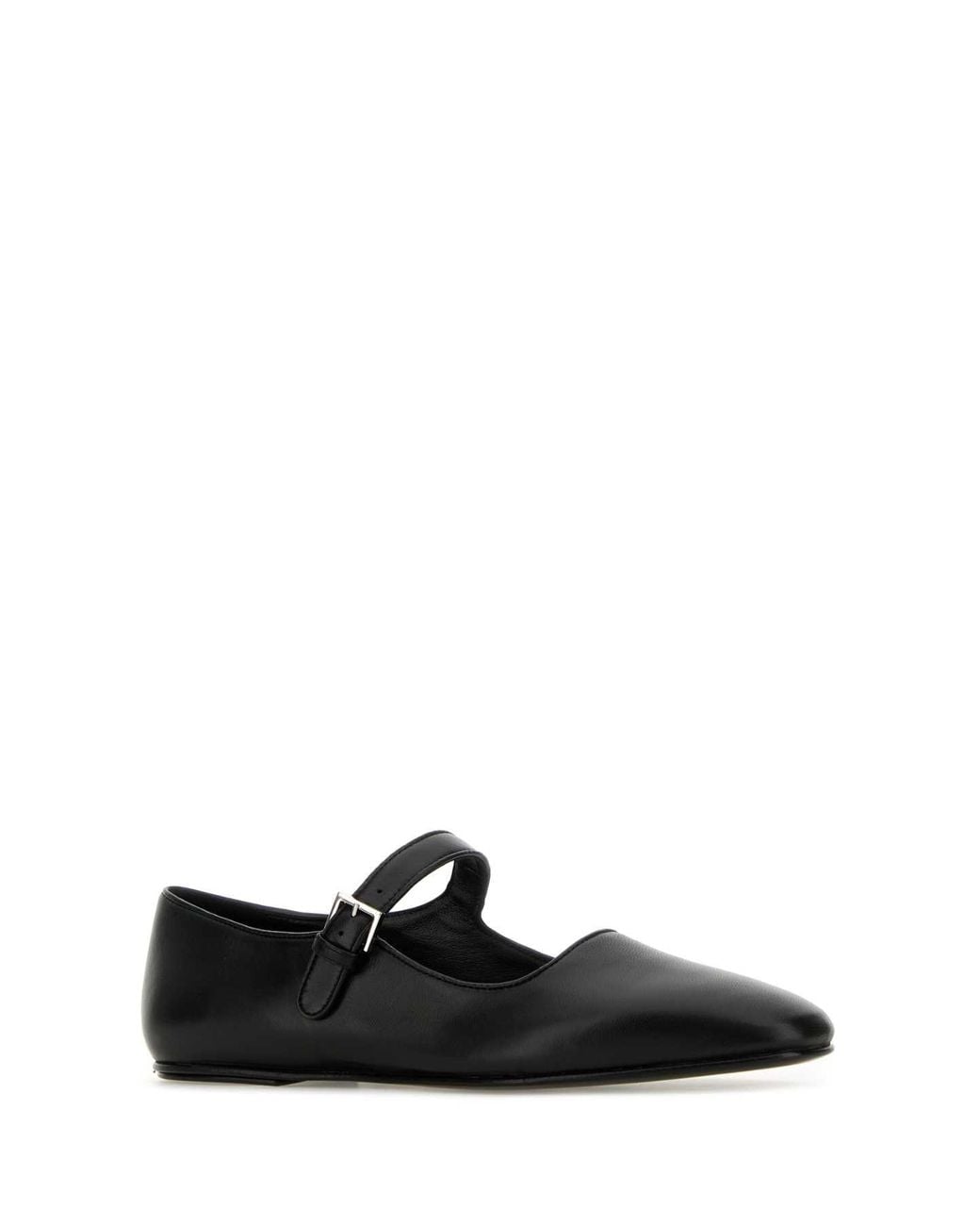 The Row Black Nappa Leather Ava Ballerinas