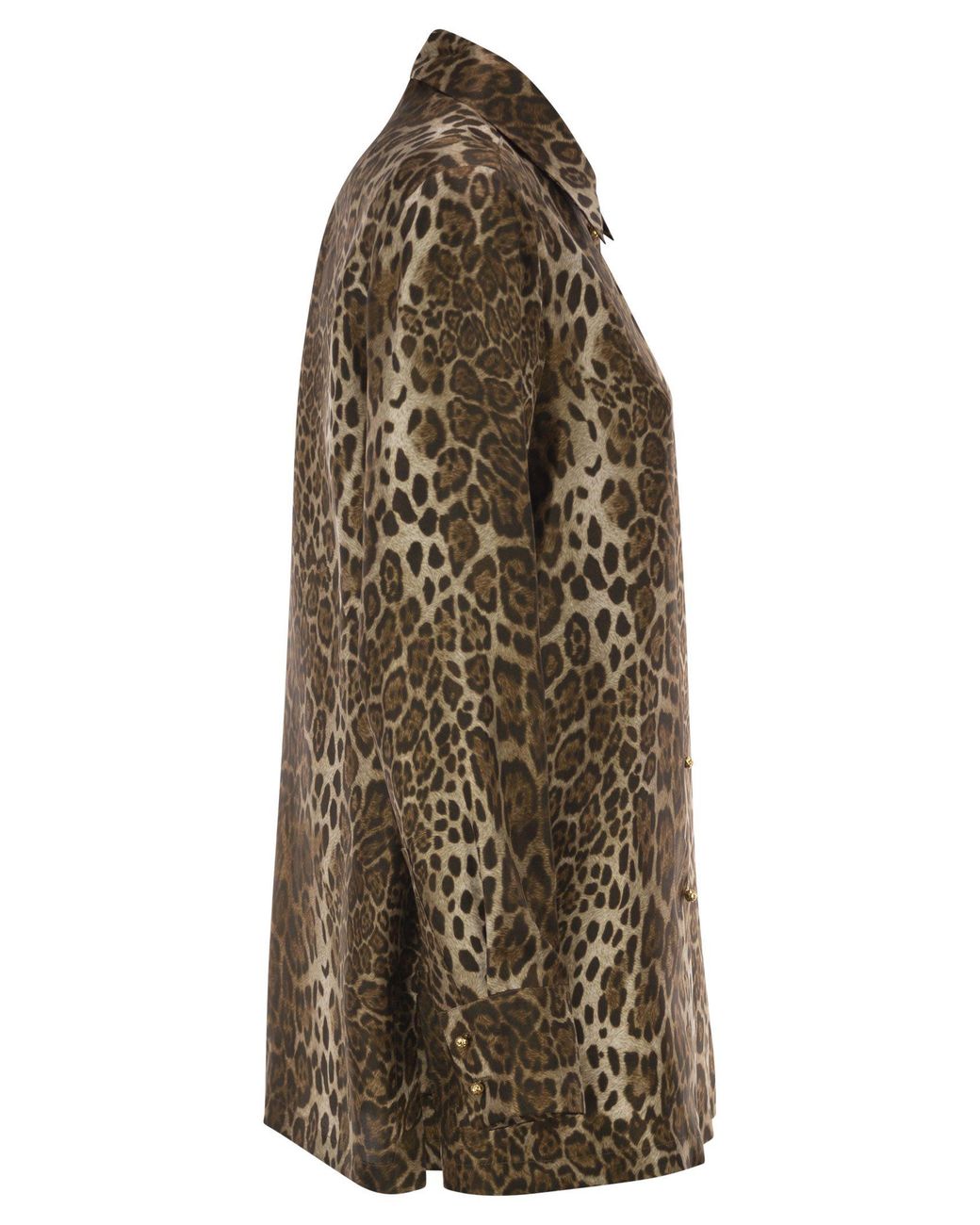 Max Mara Brown Maxmara Studio Mstaffari – Pure Silk Animal-Print Shirt