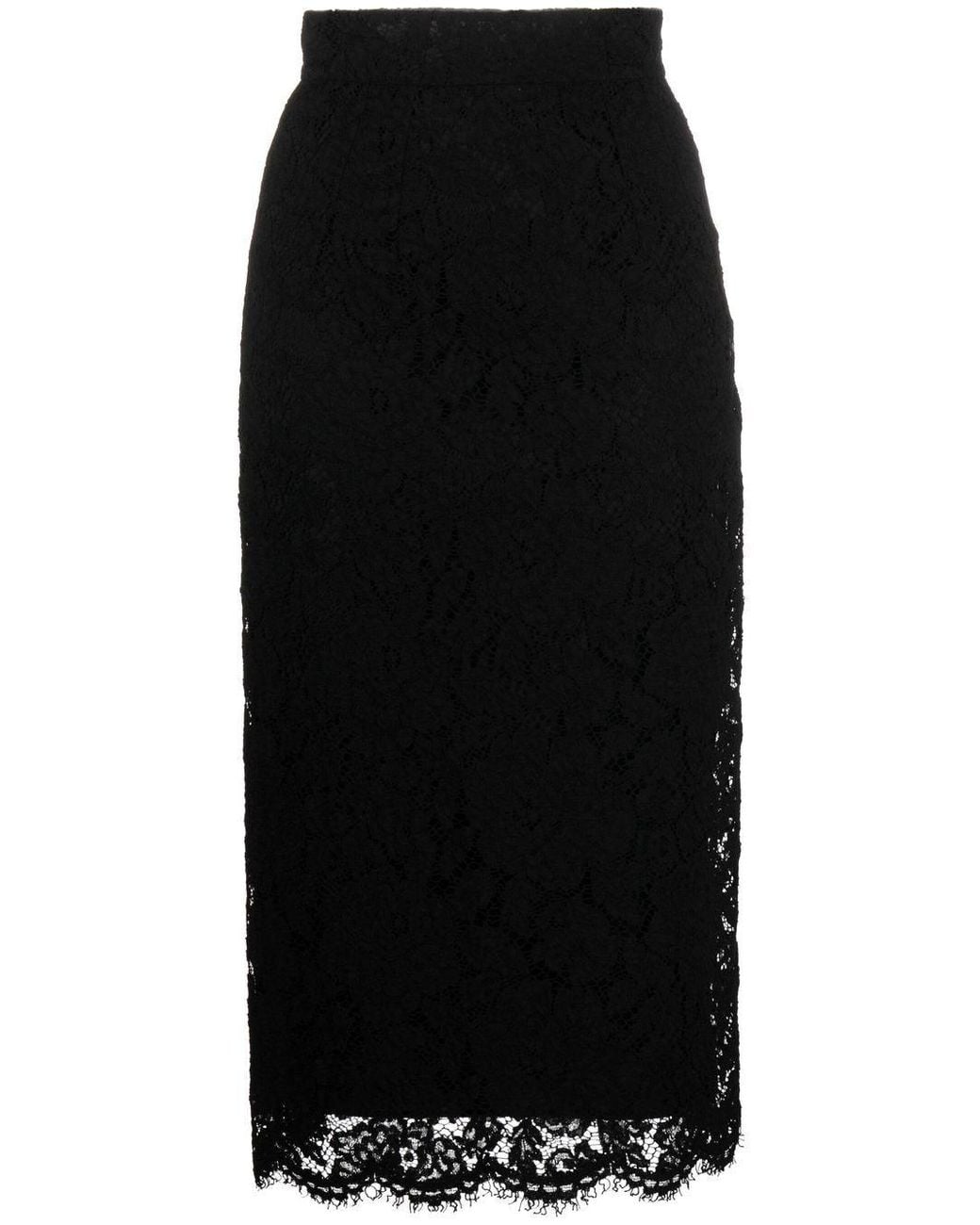 Dolce & Gabbana Black Lace Midi Skirt