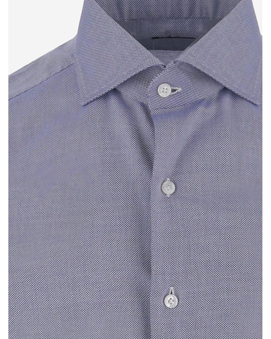 Finamore 1925 Blue Cotton Shirt