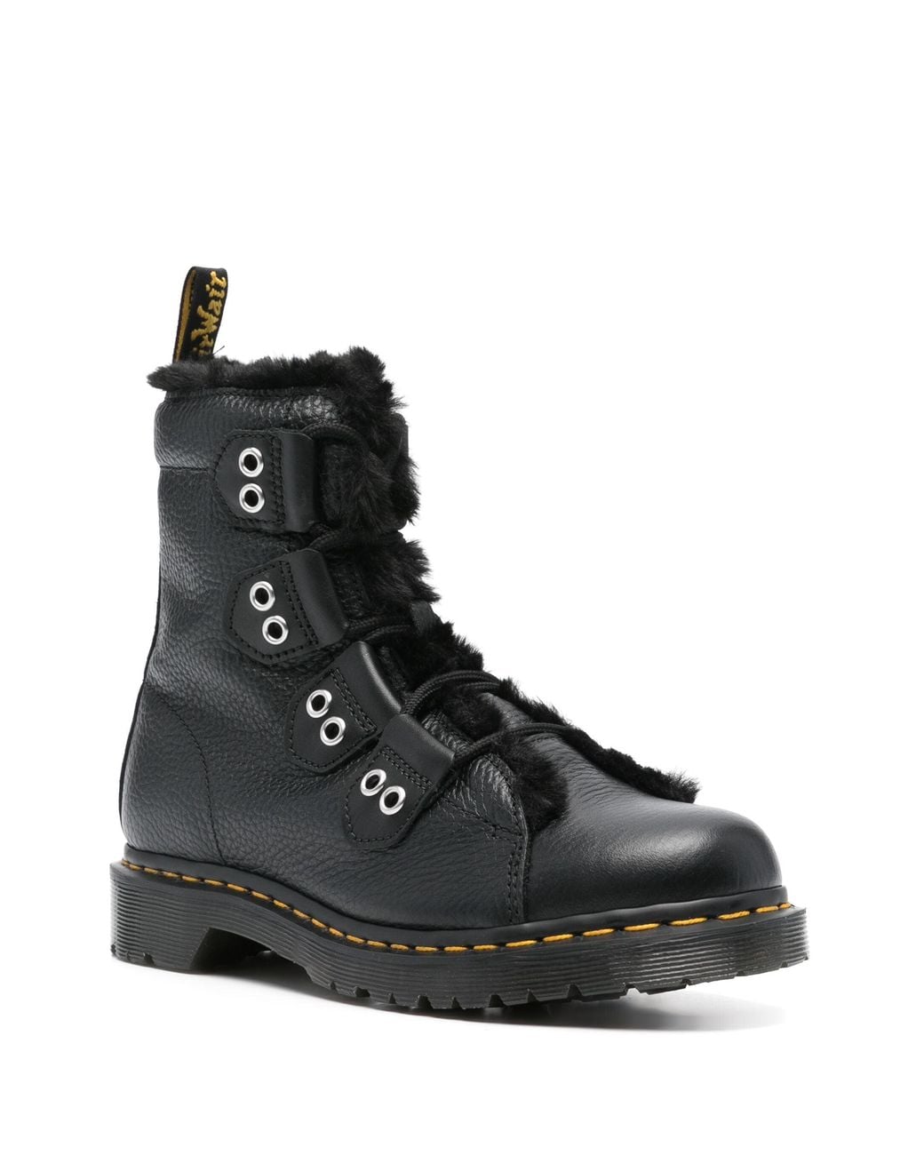 Dr. Martens Black Pebbled Leather Lace-Up Boots for men