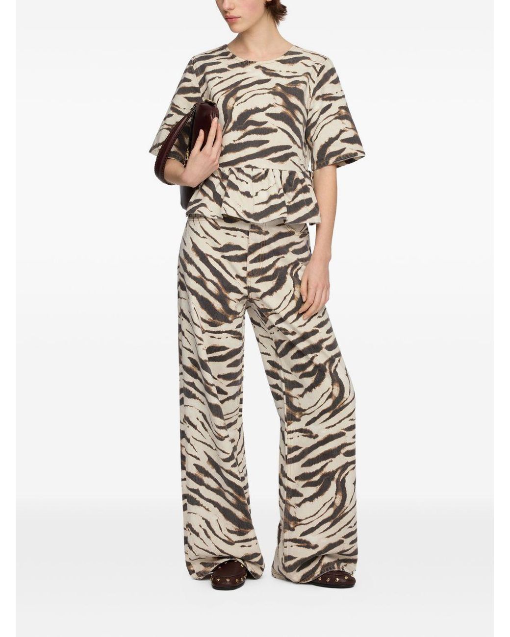 Ganni White Zebra Print Organic Cotton Top