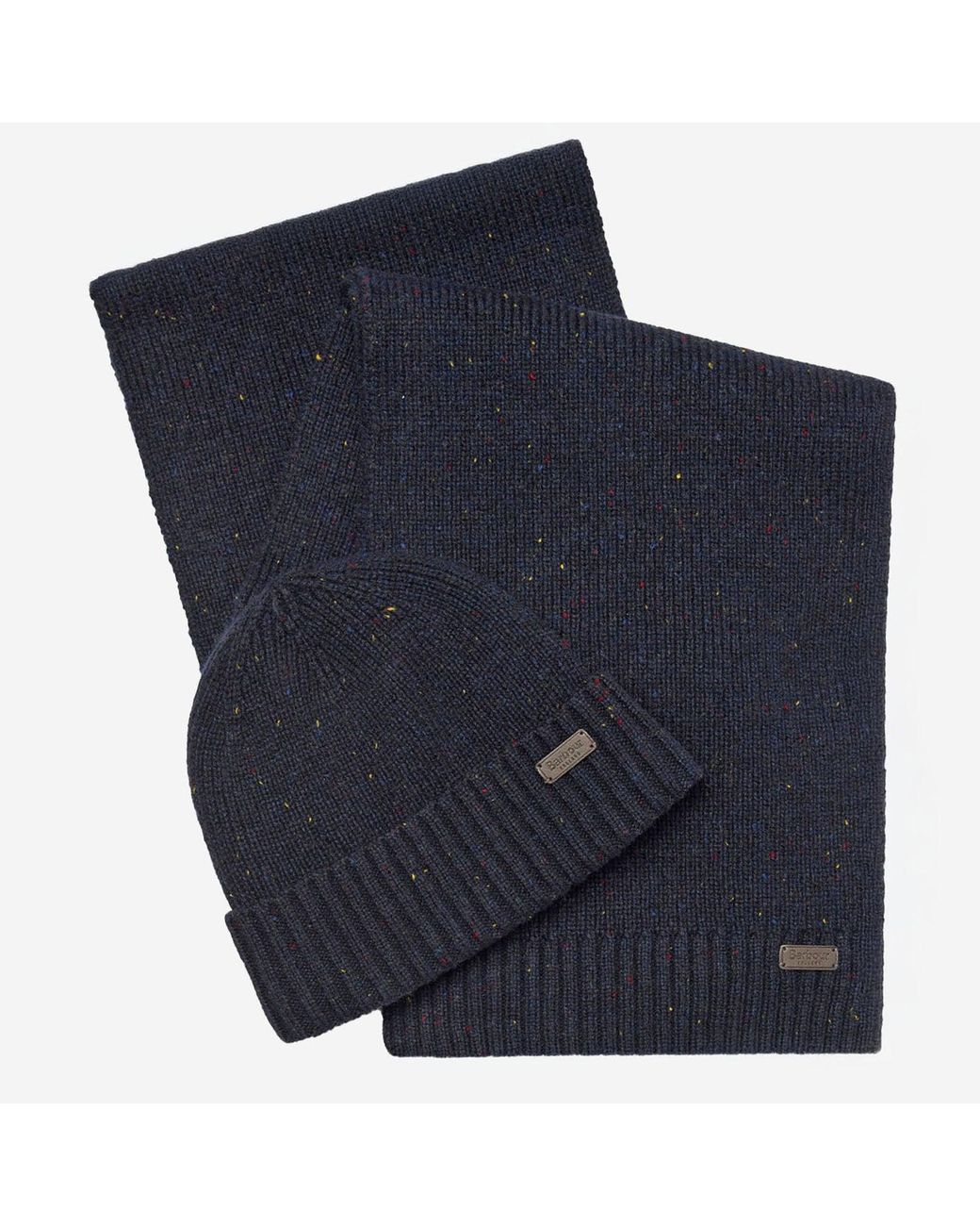 Barbour Blue Hat And Scarf Set Carlton Fleck Acrylic