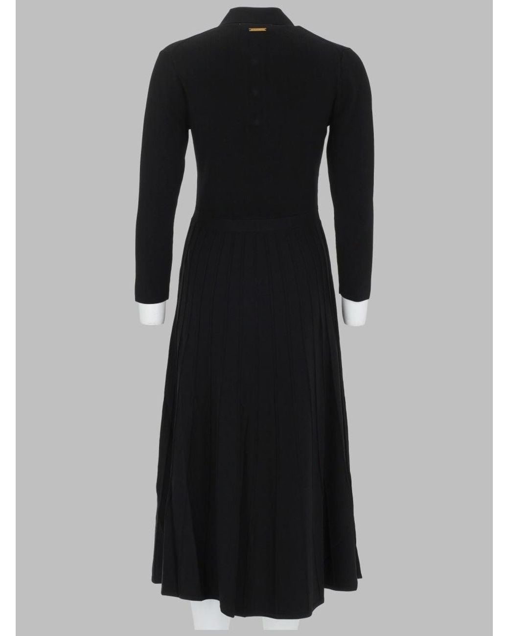 MICHAEL Michael Kors Black Long Sleeve Pleated Midi Dress