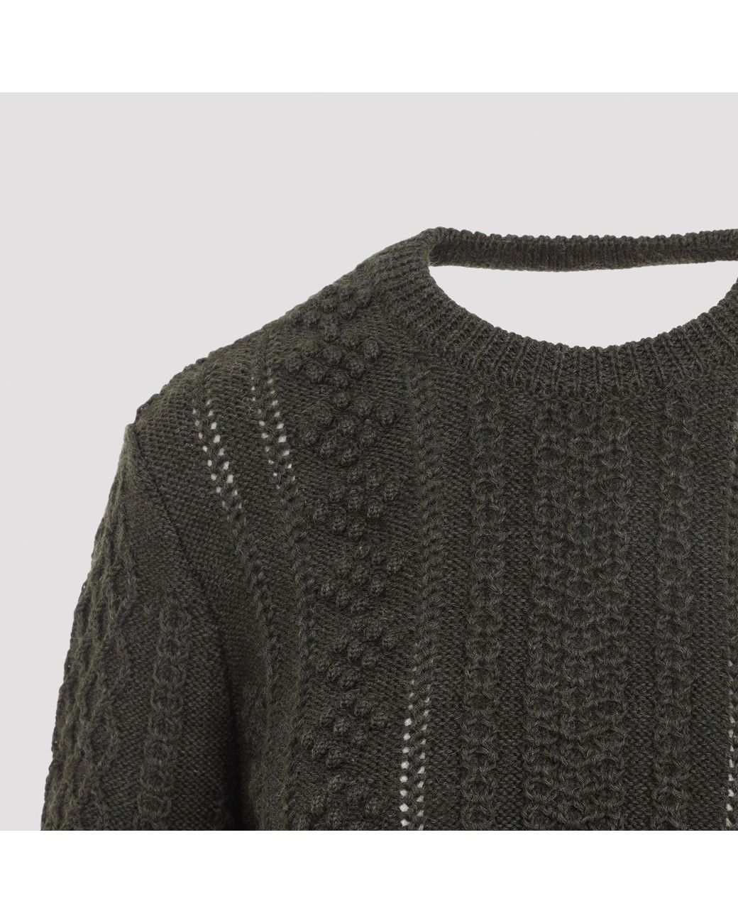 Jil Sander Black Thyme Cable-Knit Cropped Sweater