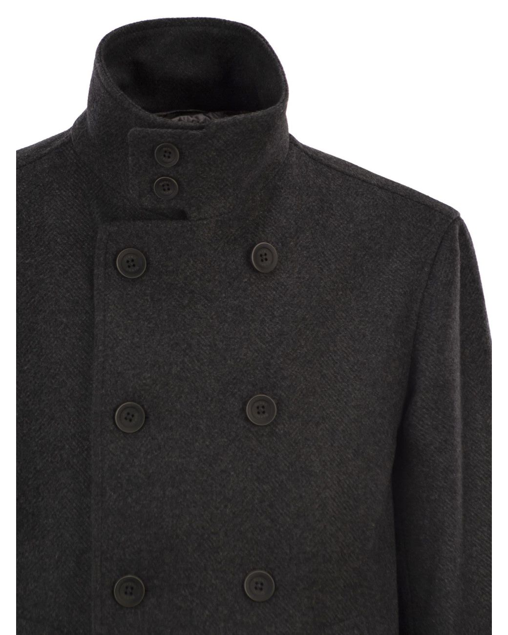 Herno Black Double-Breasted Coat for men