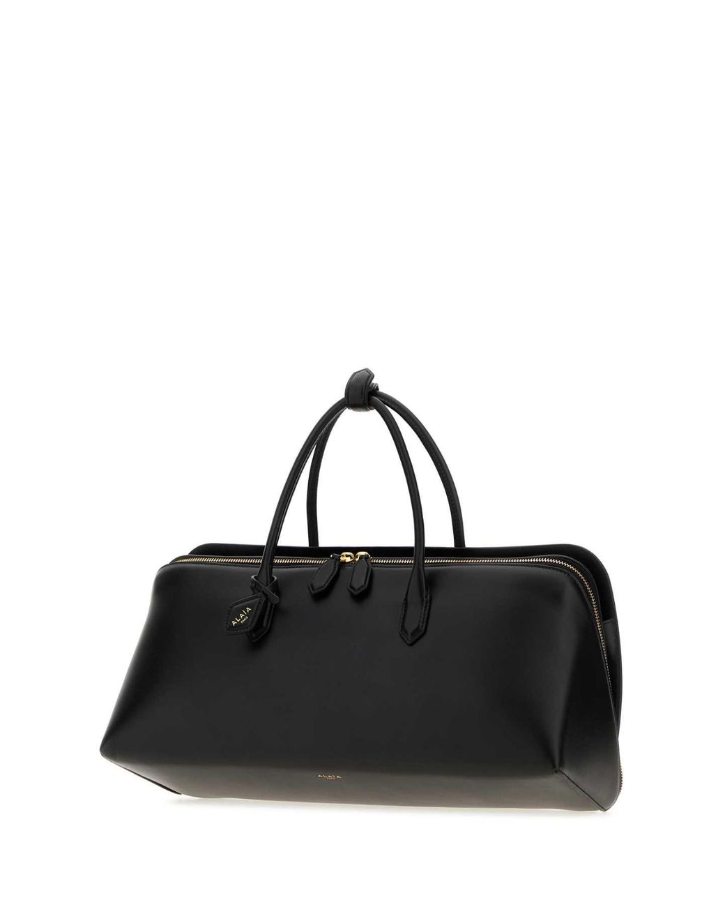Alaïa Black Mini Delta Leather Handbag With Golden Hardware