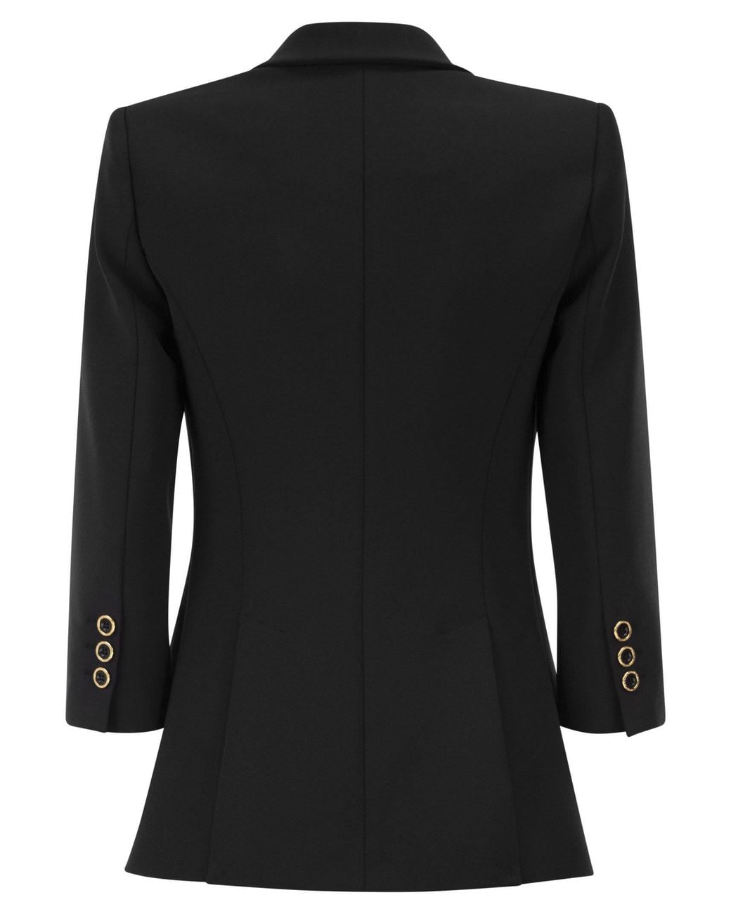 Elisabetta Franchi Black Double Stretch Crepe Jacket With Logo Details