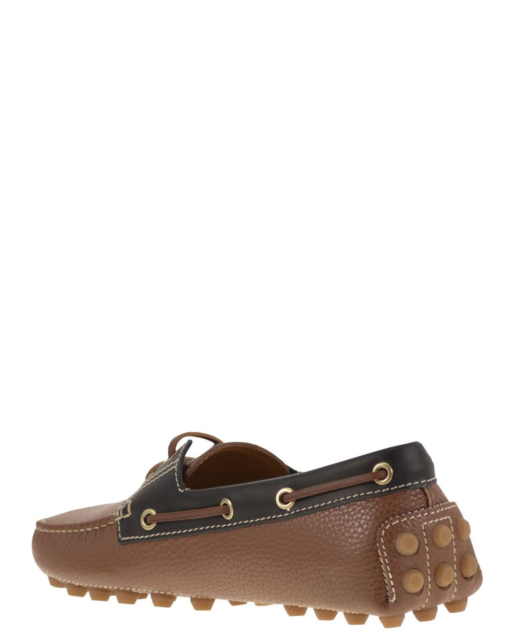 Tod's Brown Leather Boat Bubble Grommet