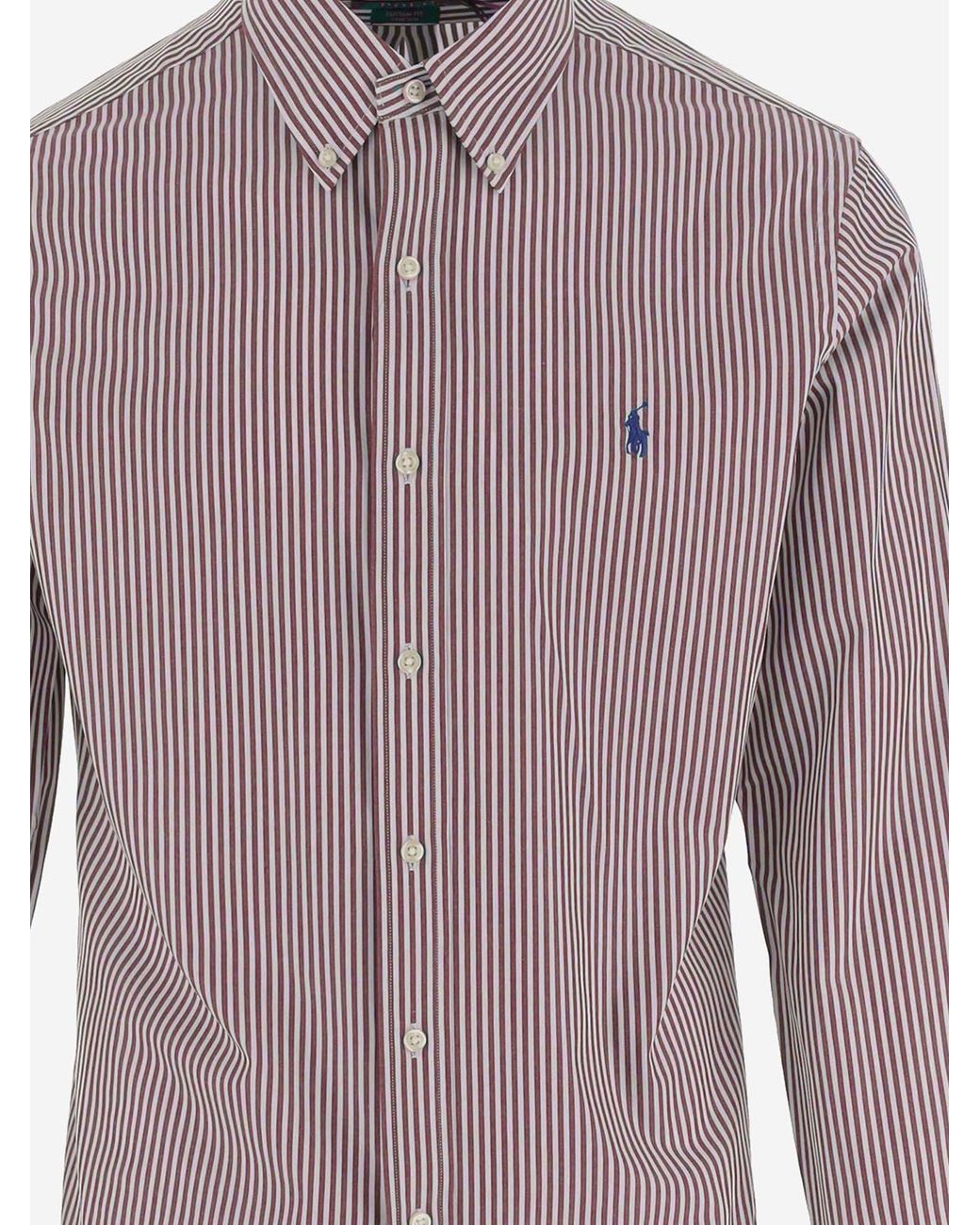 Polo Ralph Lauren Purple Stretch Cotton Striped Shirt