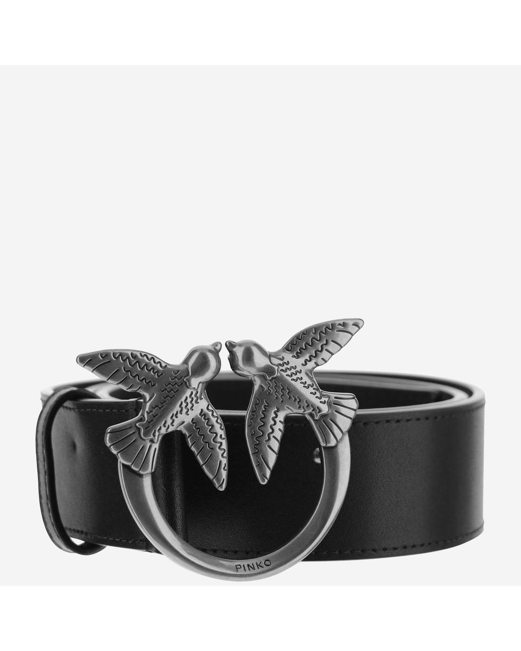 Pinko Black Leather Belt With Logo