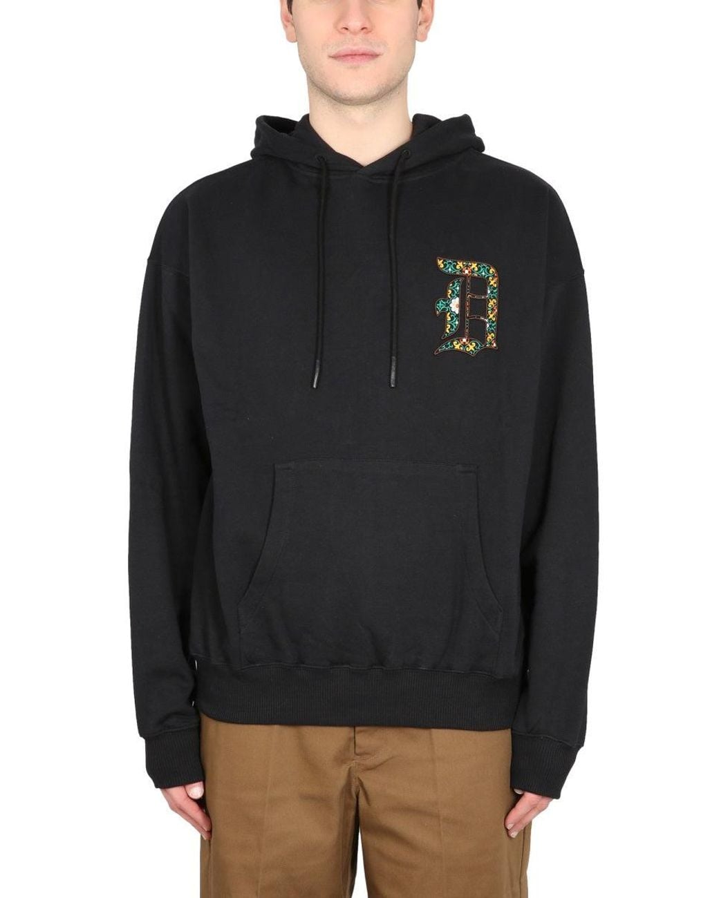 Drole de Monsieur Black Hooded Sweatshirt With Logo for men