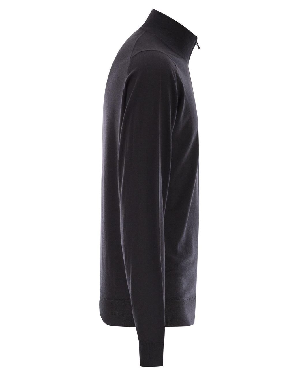 John Smedley Blue Barrow High Neck Jumper With Half Zip for men