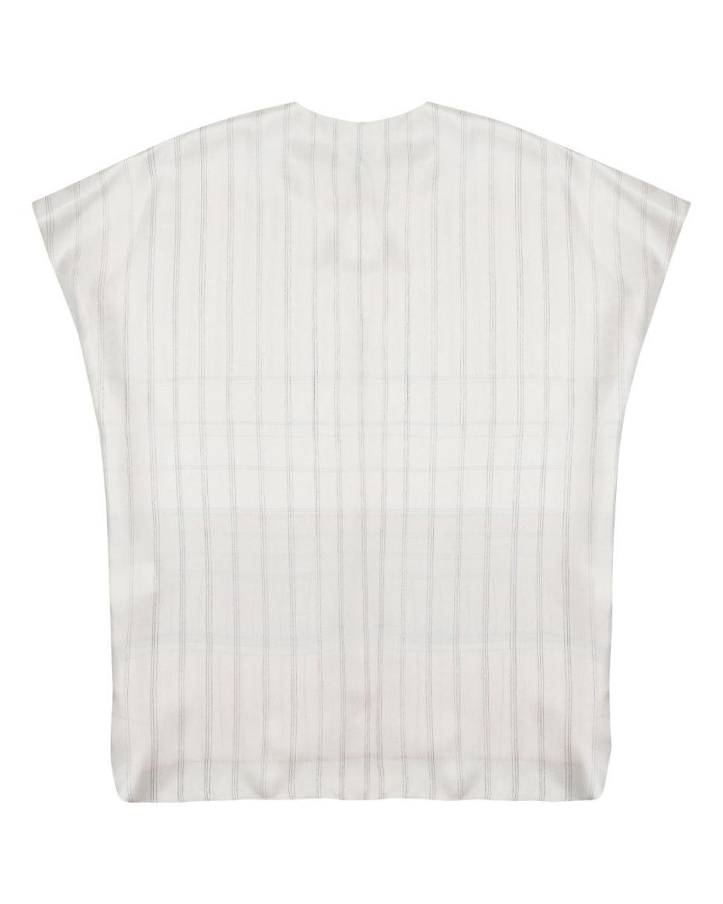 Alysi White Boxy Short-Sleeved Top With V-Notch And Contrast Hem