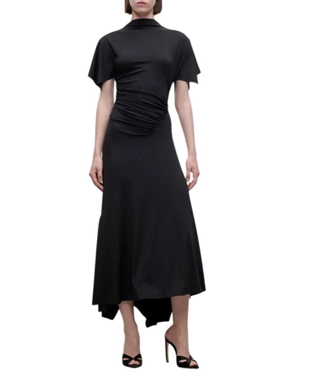 Victoria Beckham Black Draped Midi Dress