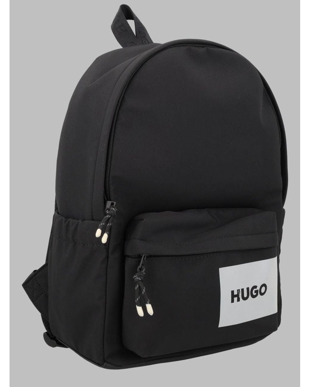 HUGO Black Zaino Con Tasca Frontale E Patch Logo