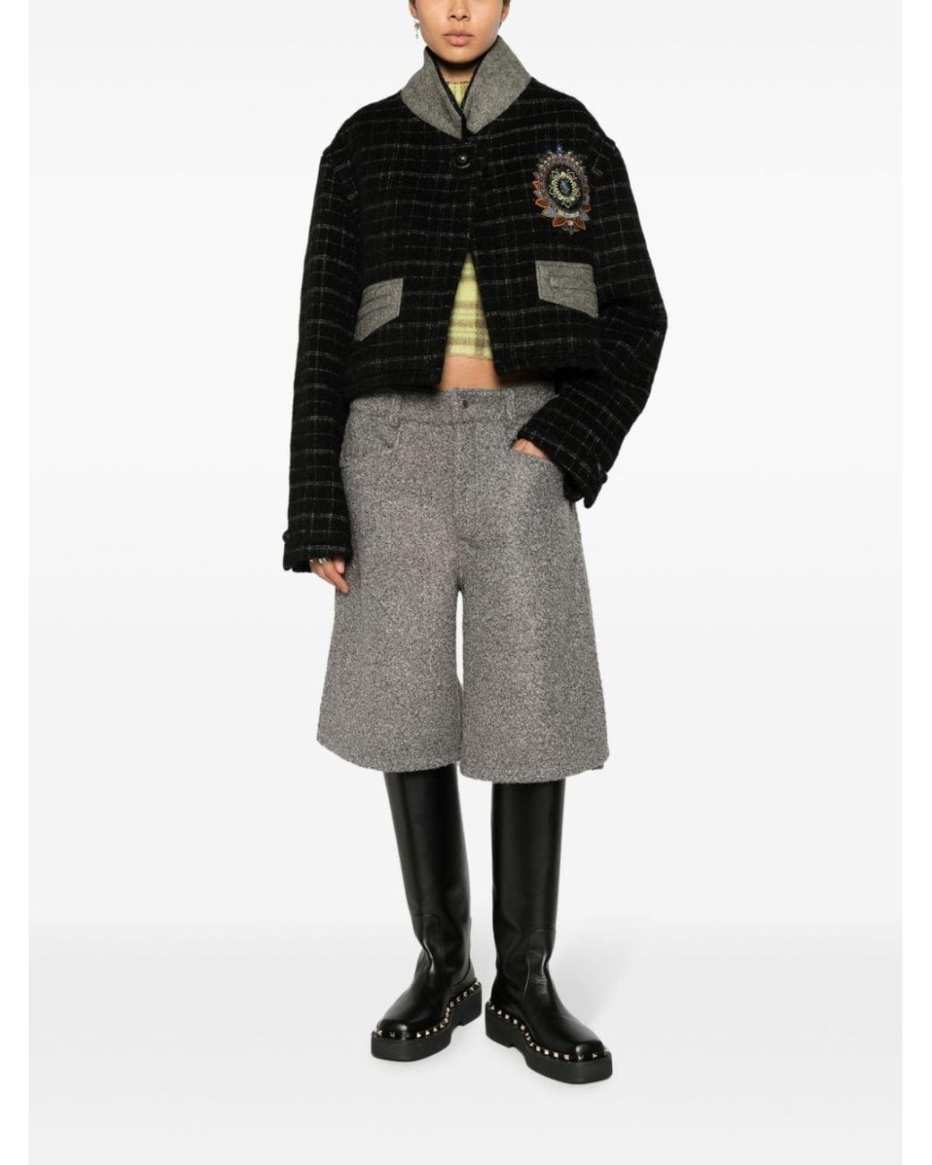 Etro Black Wool Blend Cropped Jacket