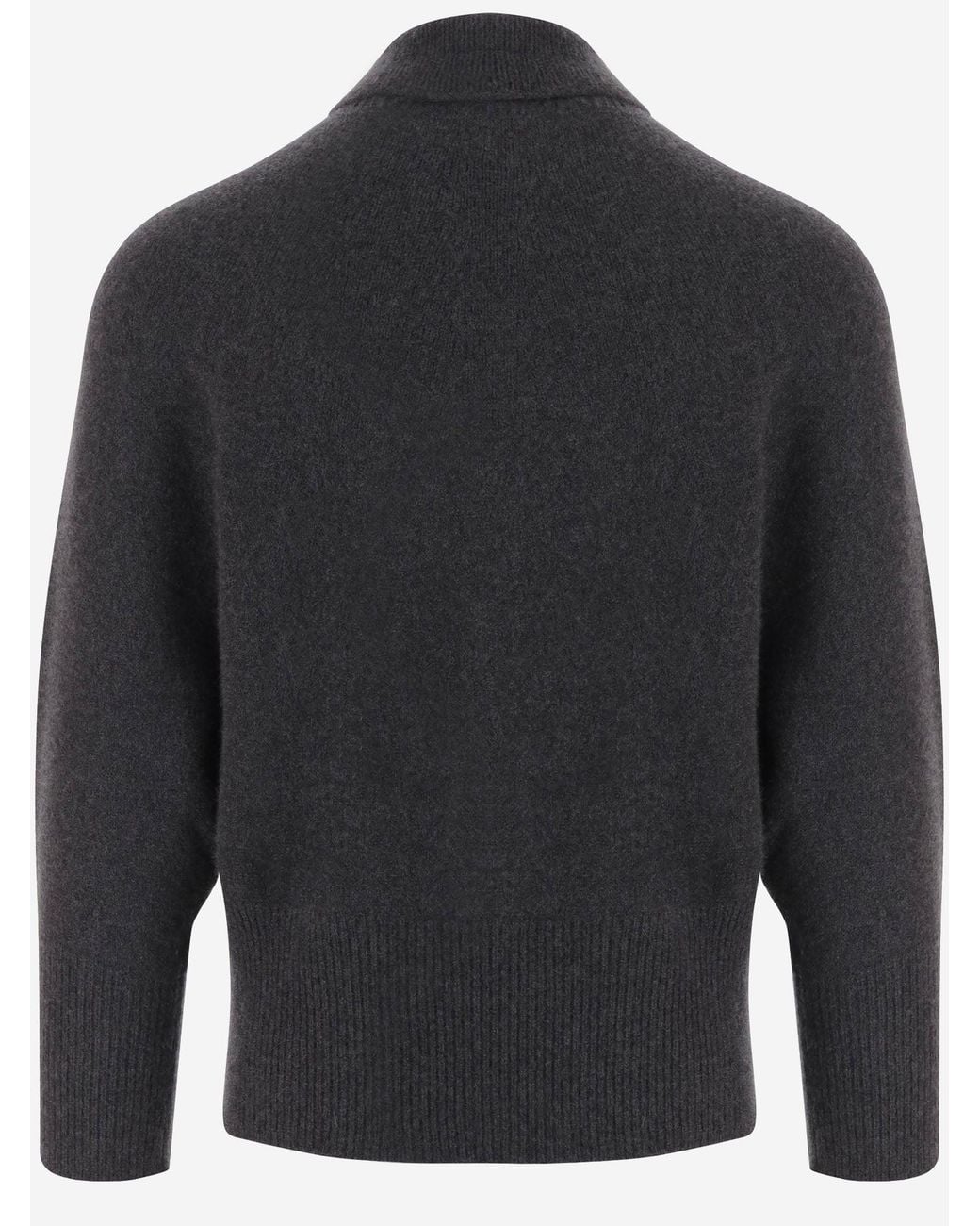 Giorgio Armani Gray Dark Cashmere Ribbed Cuffs Turtleneck Sweater