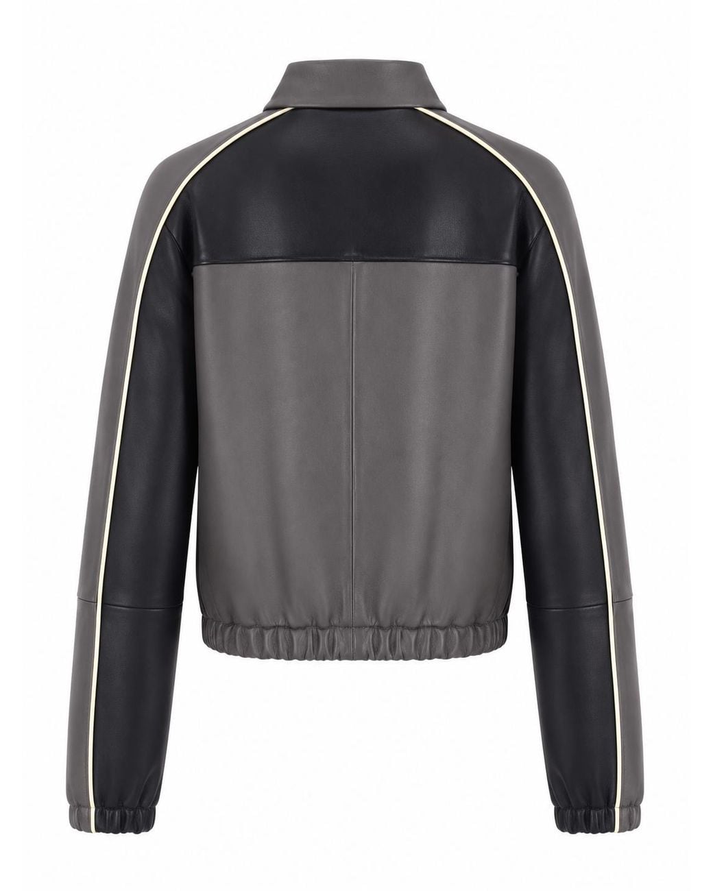 LA ROSE Gray Leather Bomber