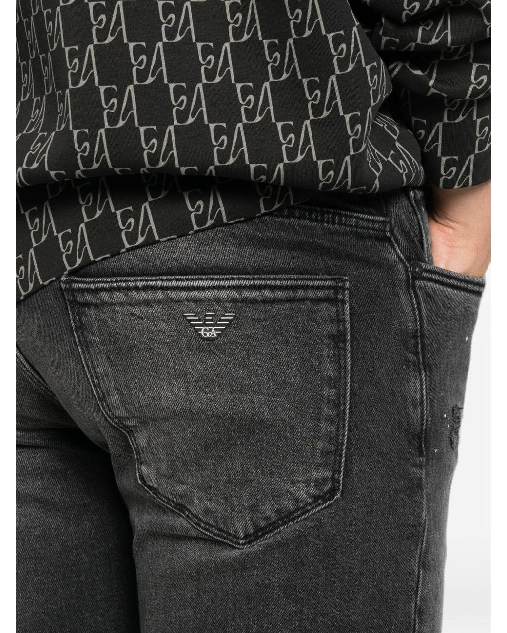 Emporio Armani Gray Slim Denim Cotton Jeans for men