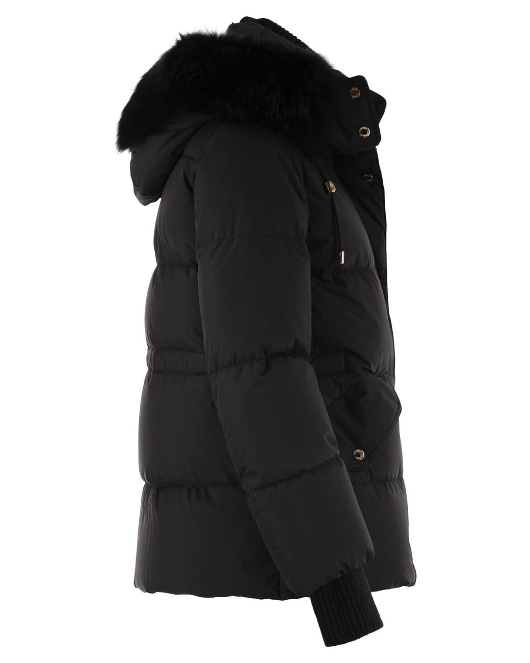 Moorer Black Attica Stp Short Down Jacket With Hood And Fur
