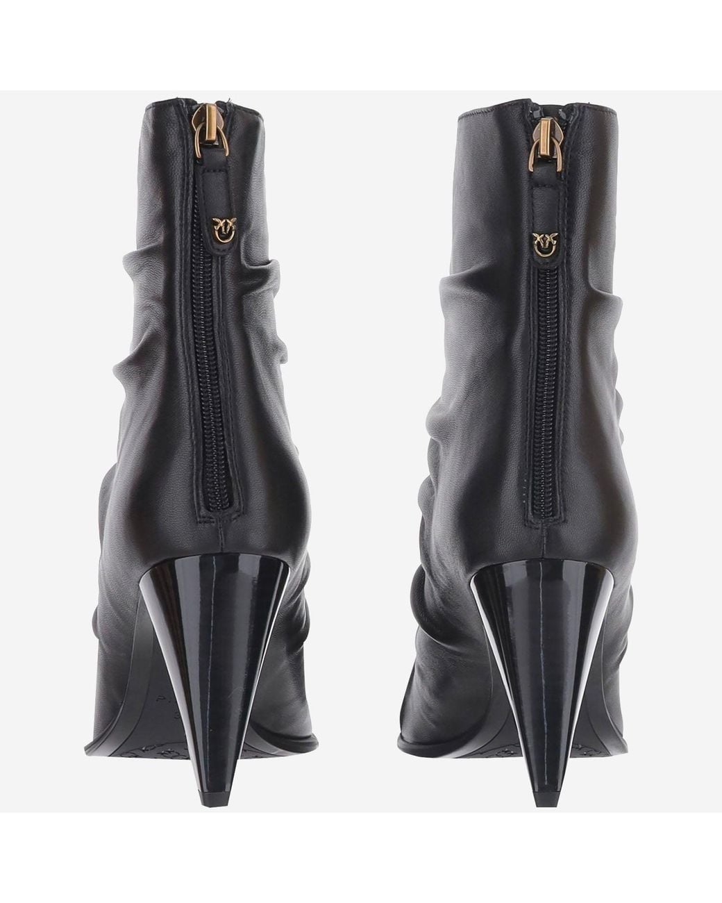 Pinko Black Embossed Leather Ankle Boots
Size 37 It