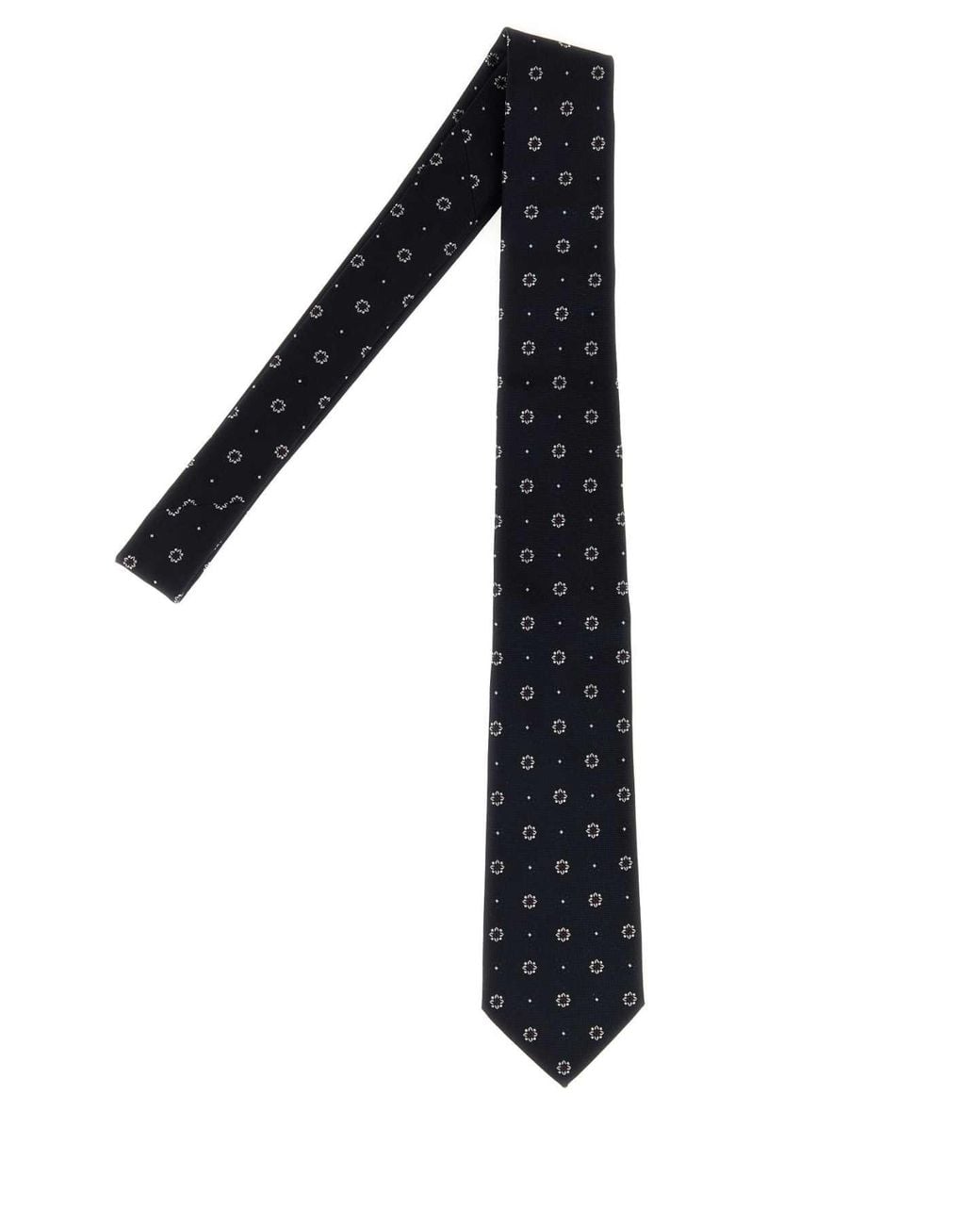 Saint Laurent Blue Embroidered Jacquard Tie