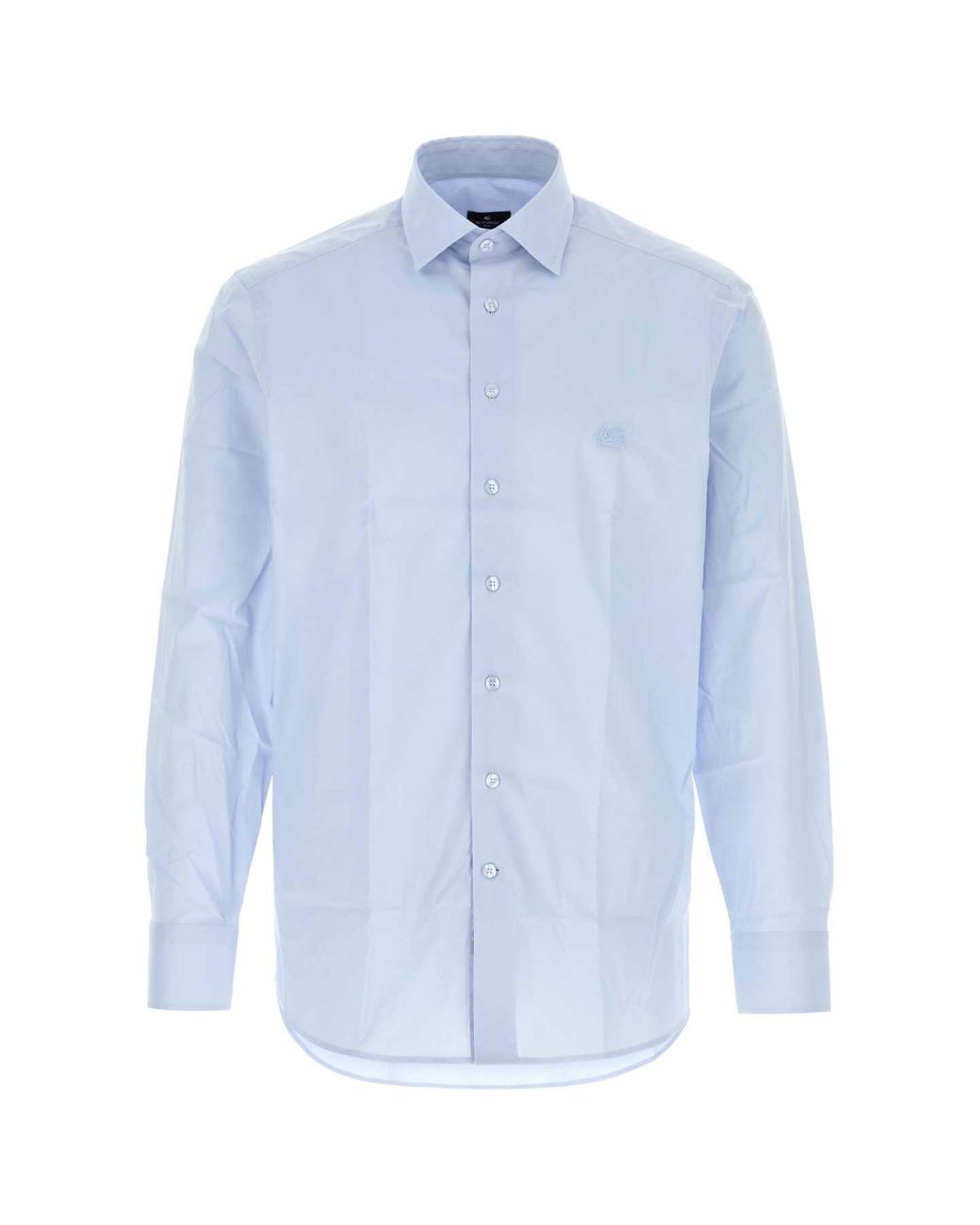 Etro Blue Stretch Poplin Shirt For for men