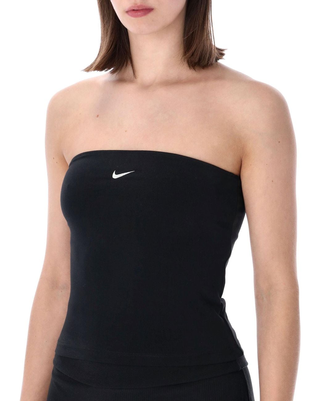 Nike Black Fitted Bandeau Top With Logo