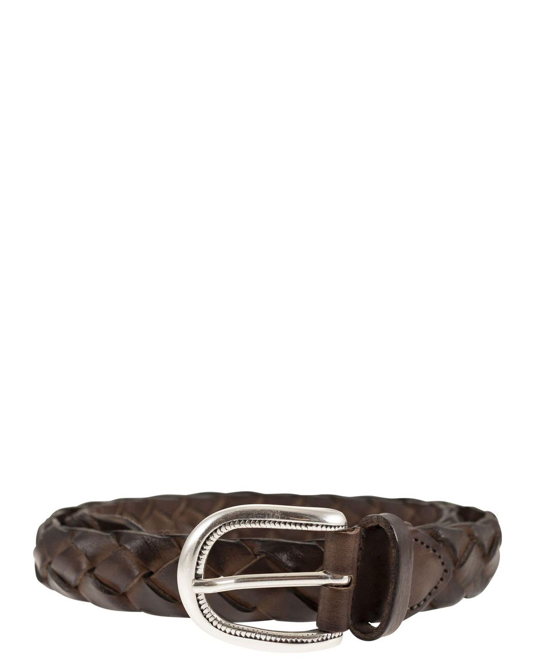 Alberto Luti White Braided Leather Belt for men