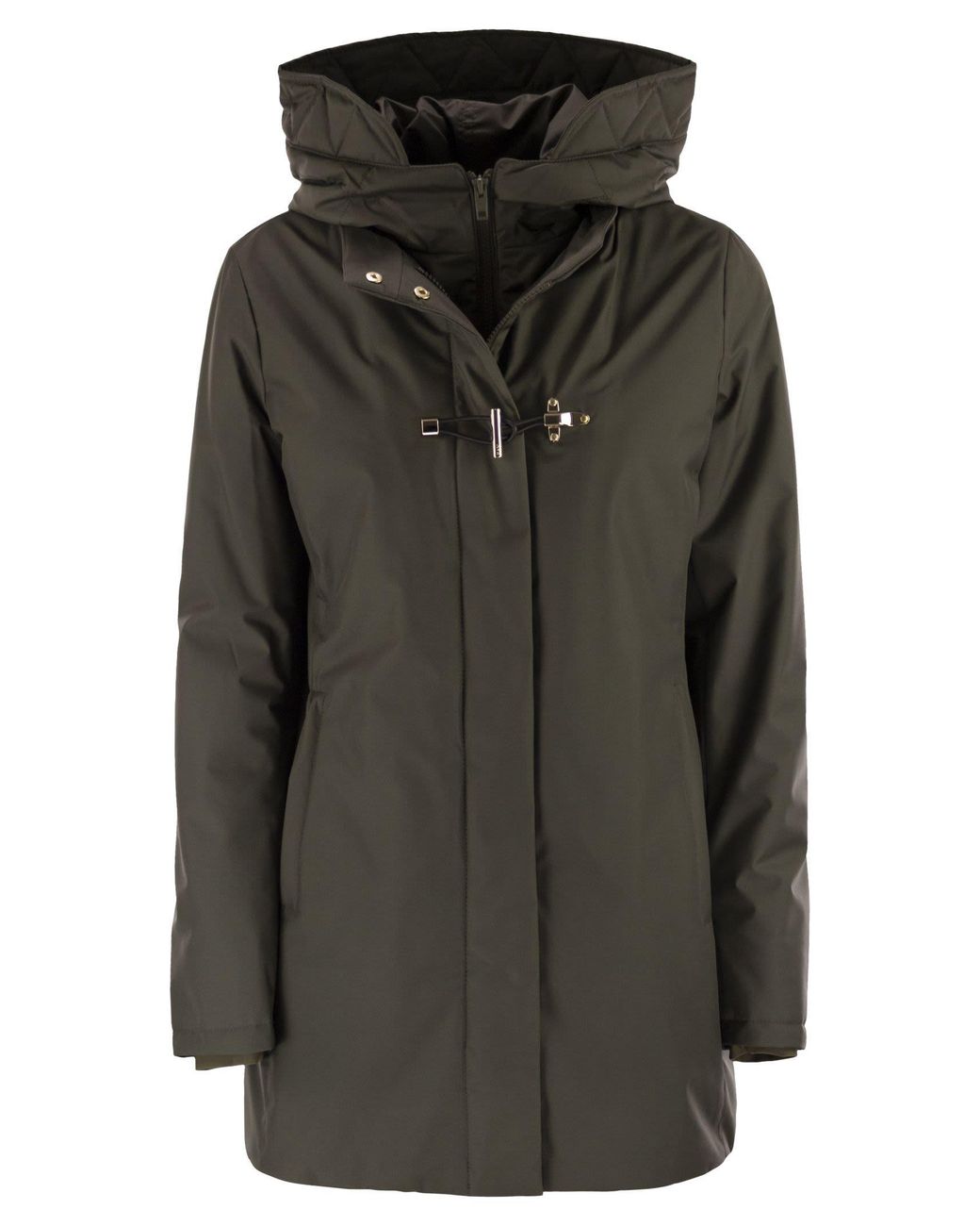 Fay Technische Gabardine Toggle Coat in het Black