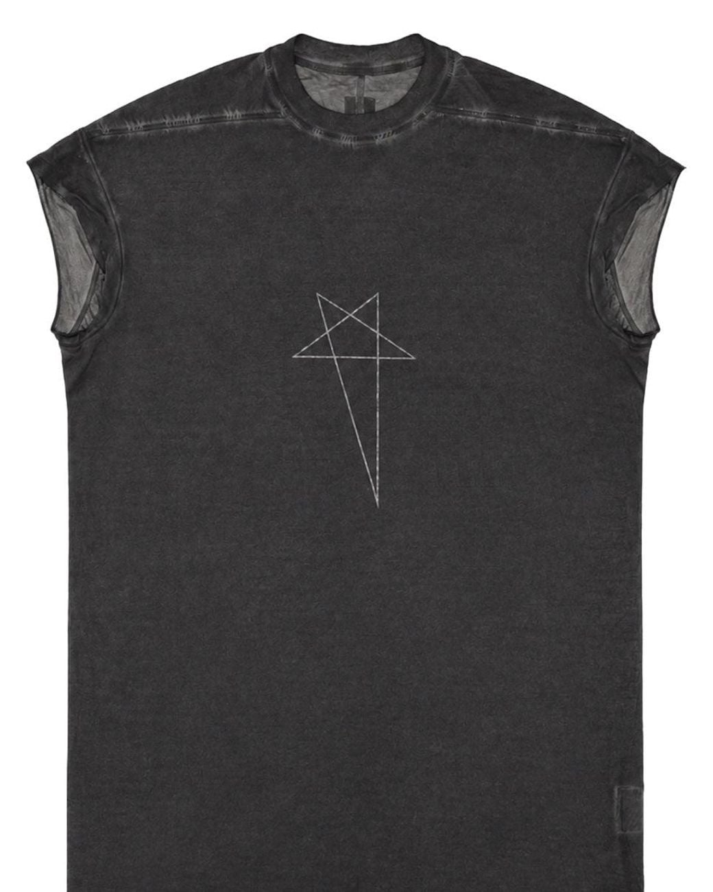 Rick Owens Black Distressed Oversized Crewneck T-Shirt for men