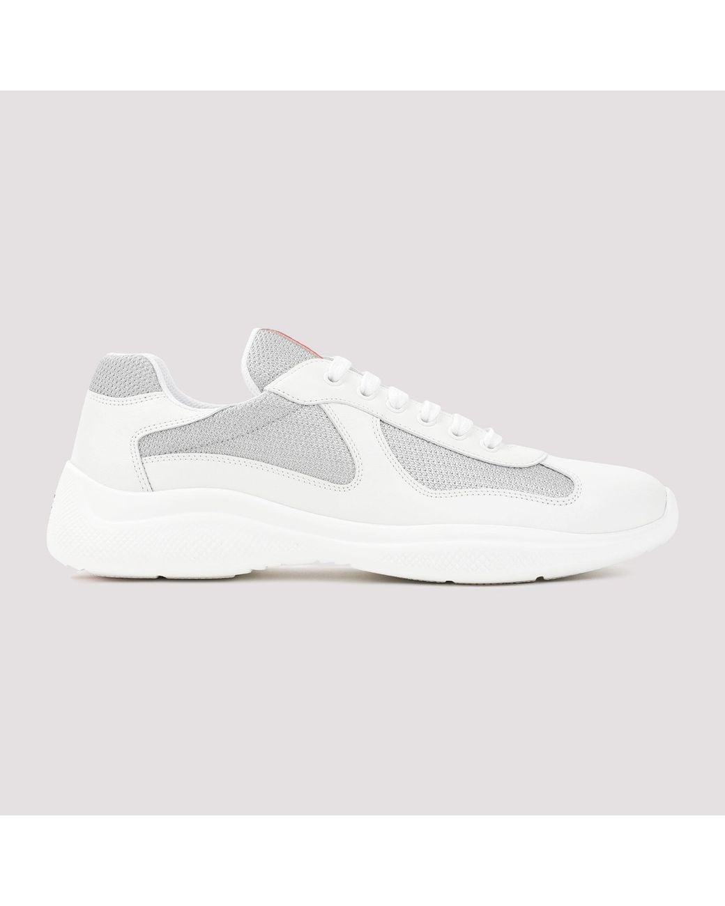 Prada White Americas Cup Lace-Up Sneaker