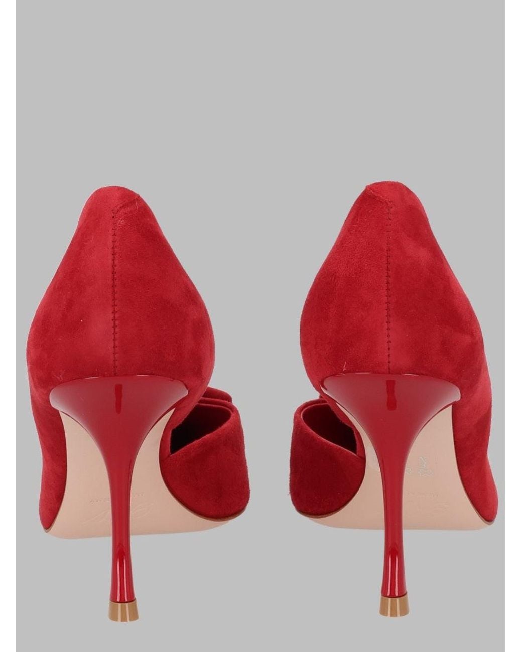 Roger Vivier Red Pumps Viv Ville Dorsay Leather Goat