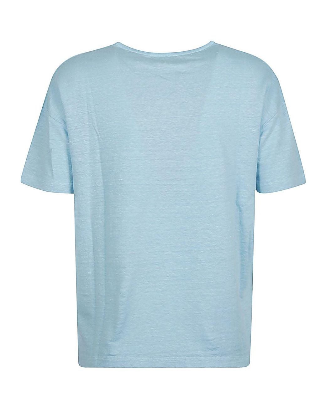 Base London Blue Linen Jersey T Shirt