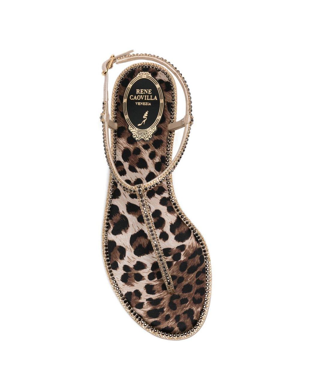 Rene Caovilla White Diana Leather Flat Sandals