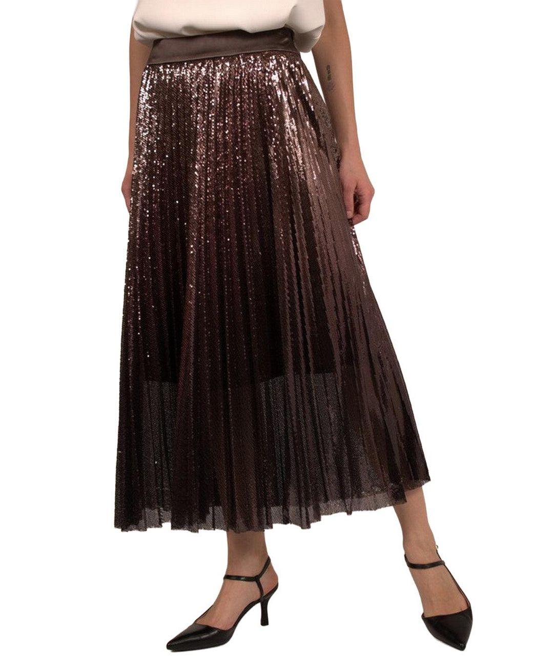 Peserico Black Crepe Midi Skirt