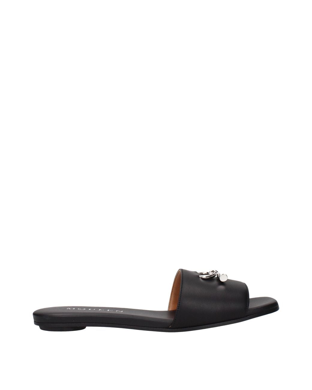 McQueen Black Alexander Mc Queen Arc Leather Sandals And Clogs