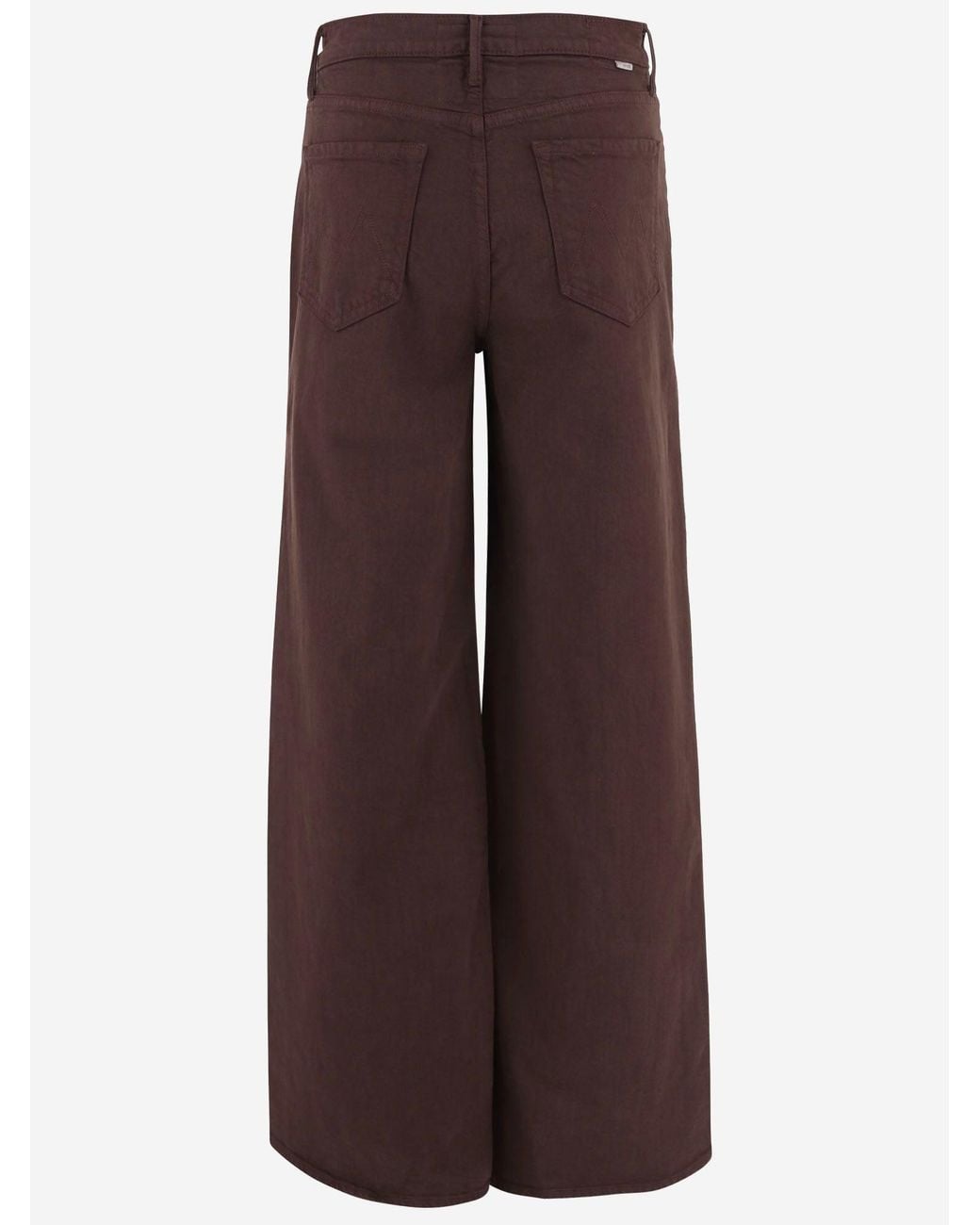 Mother Brown Jeans Wide-Leg Stretch Cotton